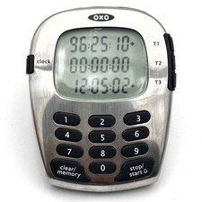 OXO Good Grips Digital Triple Timer Stainless Steel Easy To Read With Clock