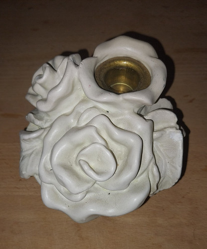 Bougeoir rose plâtre - bougeoir, en