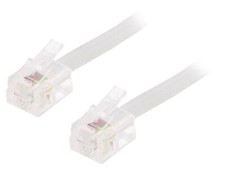 2 x câble TC6P4C-3M : téléphone plat RJ11 connecteur recto verso 3 mètres bla...