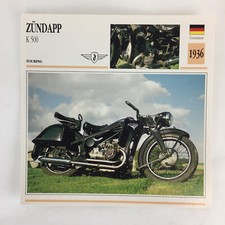ZUNDAPP K 500 - 1936 Spec Sheet Info Card 