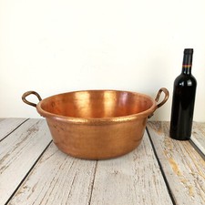 Vintage Large Solid Copper & Brass Jam Cauldron Kitchen Basin
