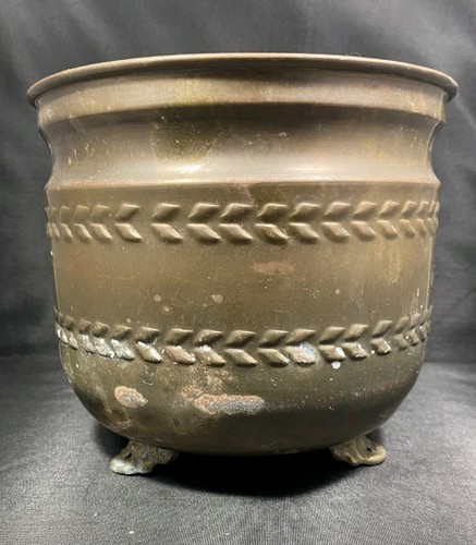 Vintage brass footed planter - brass,