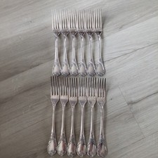 12 LARGE SILVER METAL FORKS