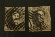 2 Vieux timbres belge 1849 -1850 King Leopold I - (Type Médaillons) Bonne côte!