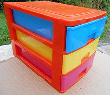 jouet ancien jolie boite colorée plastique commode rangement bijoux enfant be