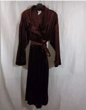 Amanda Stewart Womens Large Robe Vintage Long Brown Velvet Velour Wrap Collared