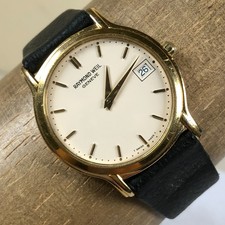 Raymond Weil Geneve Men 5569 Dress Swiss Leather Quartz Analog 33mm Watch 7 1/4"