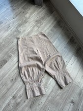 Sarah Pacini Beige 100% Linen Wide Leg Ankle Zip Cropped Pants Size: S-M