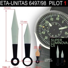 HANDS SET FOR MOVEMENT ETA UNITAS 6497/6498, BLACK, PILOT 1 - SUPERLUMINOUS SLC3