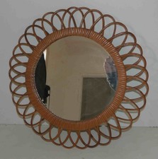 Ancien miroir en rotin années
