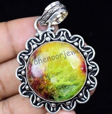 90.55 CT Arc-en-Ciel Solaire Quartz 925 Pendentif Argent Massif Bijoux Certifié