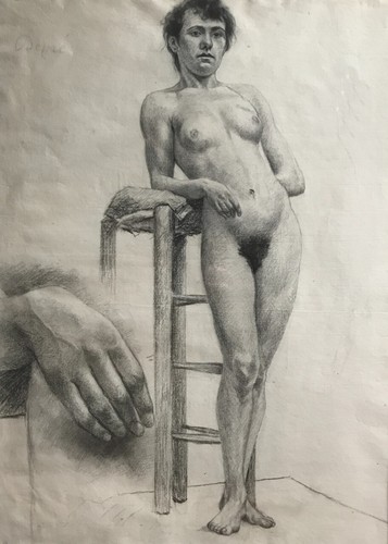 Grand dessin ancien nu - dessin,