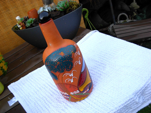 Bouteille ancienne terre cuite - bouteille,