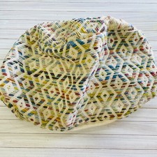 Ottoman Poof Cover, Natural Wool Blend Poufs, Hand Weave Round Footstool 