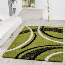 Tapis Moderne Poils Longs Shaggy Vigo À Motifs Vert Noir Blanc Super Prix !