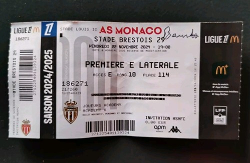Ticket monaco vs brest - ,