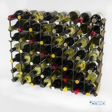 Cranville Vin Rack Rangement 56 Bouteille Noyer Teinture Bois/Métal Noir