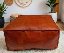 30'' Footstool Aamazing Genuine Pouffe New Boho Unstuffed Footrest Leather