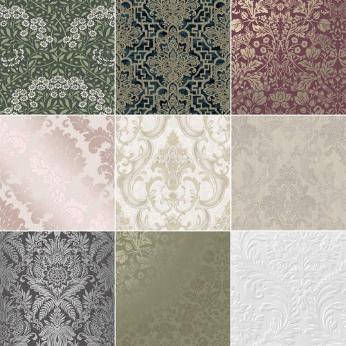 Papier peint damas - peint, paillette