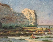 HST painting - Beach scene in SUZAC - Signed - 20th century - IMPRESSIONIST PAINTING