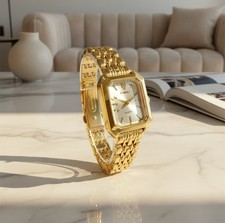 Montre quartz vintage femme luxe dorée neuf cadran romain avec boîte