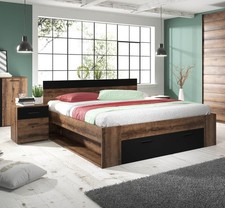 Lit Double Table De Nuit Beta 160x200cm Chêne Noir Monastère