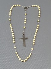 rare antique silver metal and carved bead rosary #55