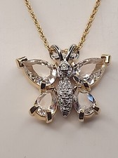 swarovski vintage collier necklace papillon, cristal doré