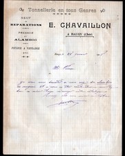 BOUGHY (18) COOPERRY / PRESS STILL FOULOIR ""E. CHAVAILLON"" letter in 1908