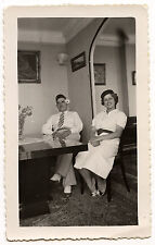 Dining Room Sitting Couple - Antique Amateur Photo Year. 1950