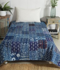 digo Set Indien Coton édredon en Patchwork Indigo Couvre Lit Couverture Double