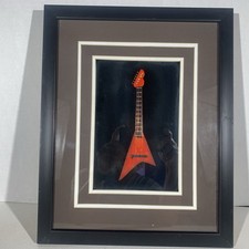 Framed Flying V Electric Guitar Shadow Box Wall Art Hanging Music Decor