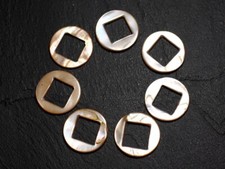 2pc - Perles Composants Connecteurs Nacre Cercles et Losanges 19mm Ecru  4558550