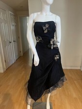 VINTAGE LINEA RAFFAELLI STRAPLESS ROSETTE TAFFETA DRESS SIZE 40 IT / 4 US