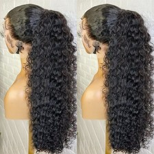 Deep Wave Frontal Wig Human Hair HD Lace Wigs 28 Inch Water Curly Wigs 360