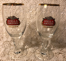 Set Of 2 Stella Artois Beer Over 600 Years Of Brewing Expertise Gold Rim