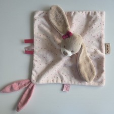 Nattou Pink Beige Bunny Rabbit Comforter Lovey Plush Baby Security Blanket Toy