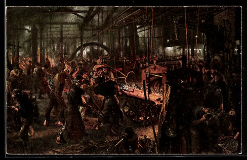 Carte postale ouvriers usine - carte,
