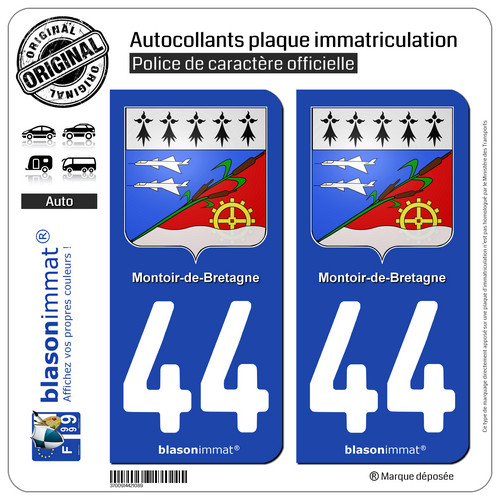Autocollant plaque auto 44 - plaque,