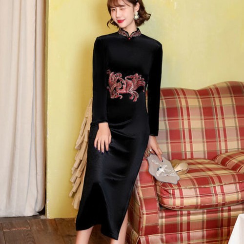 Chinois qipao femme velours - chinois,
