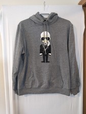 Karl Lagerfeld Men's Long Sleeve Pullover Hoodie Paris Grey Size Large