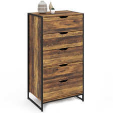 Chiffonnier 5 tiroirs HAWKINS 60 cm commode semainier bois foncé design industri