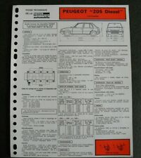 Fiche technique automobile PEUGEOT 205 diesel 3 et 5 portes