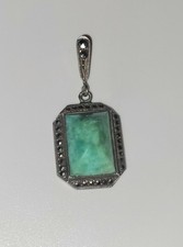 Pendentif Art déco argent 925 -amazonite - Marcassite #GT# D2