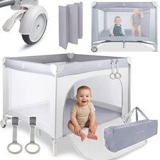 Malplay parc pliable de voyage e Sac à matelas 2en1 ZONI 100*100cm gris