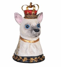 Boîte Chiwawa à Bijoux Figure Animale Buste de Chien Couronne Figurine
