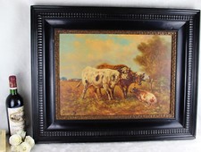 Top artist Henry PAUL SCHOUTEN charming oil panel painting Cown field 1890 