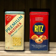2 Vintage NABISCO Cracker Tins - 1950’s Saltine & 1987 Limited Edition Ritz