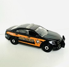 2018 Matchbox Ford Police Interceptor Black/Orange State Police Cop Car BP Pull