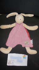 doudou plat lapin beige rayé